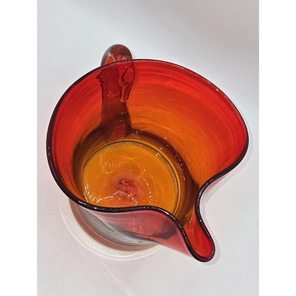 Blenko #667L Tangerine Pitcher‎ Joel Myers 1966 Art Glass Water Pitcher MCM